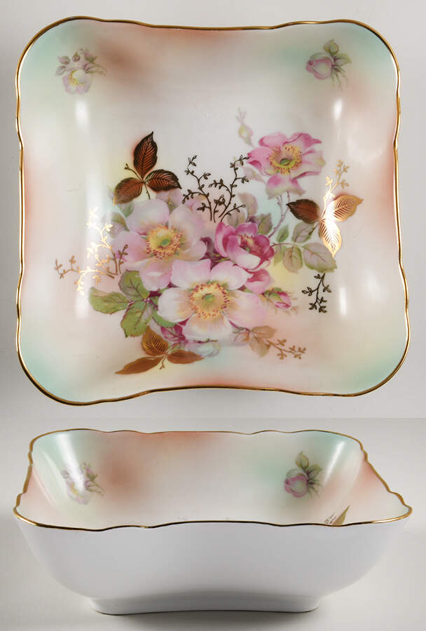 Wild Rose (Scallop, Rim , Not Embossed) 8" Square Vegetable Bowl by Schumann - Bavaria-1