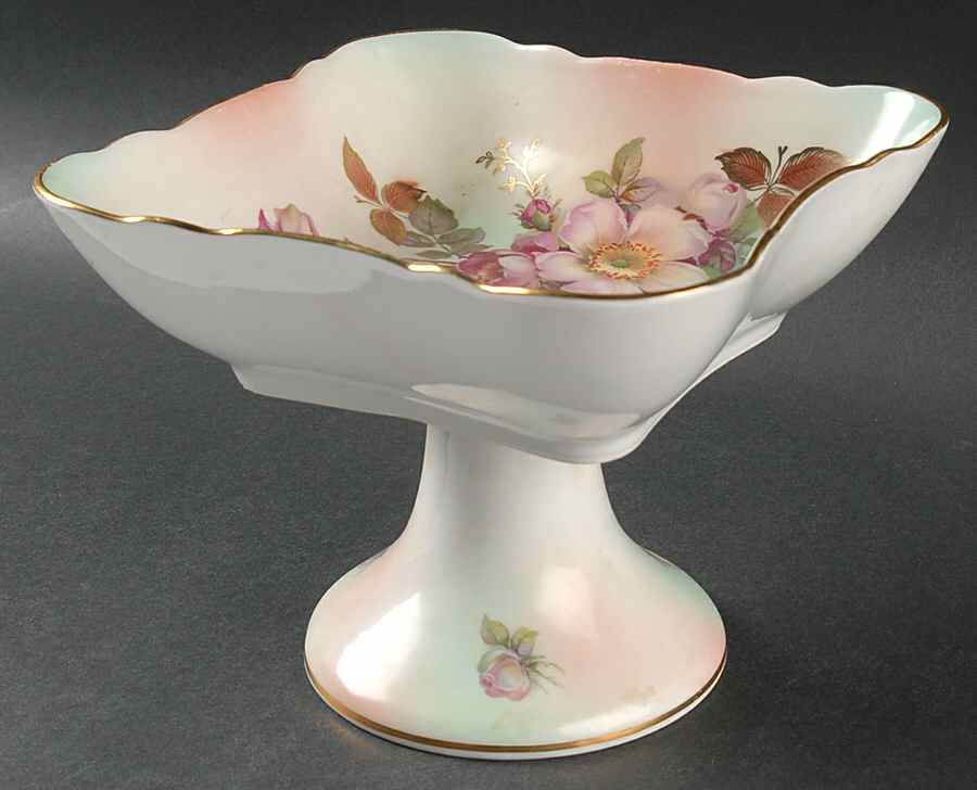 Wild Rose (Scallop, Rim , Not Embossed) Square Compote (Height X Width) by Schumann - Bavaria-1