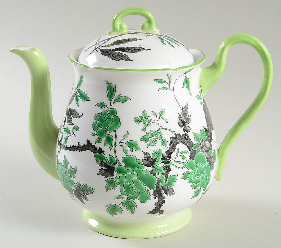 Chippendale Green Teapot & Lid by Shelley-1