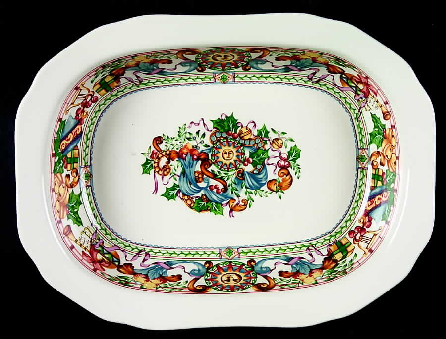 Millennium Christmas 9" Oval Vegetable Bowl by Spode-1