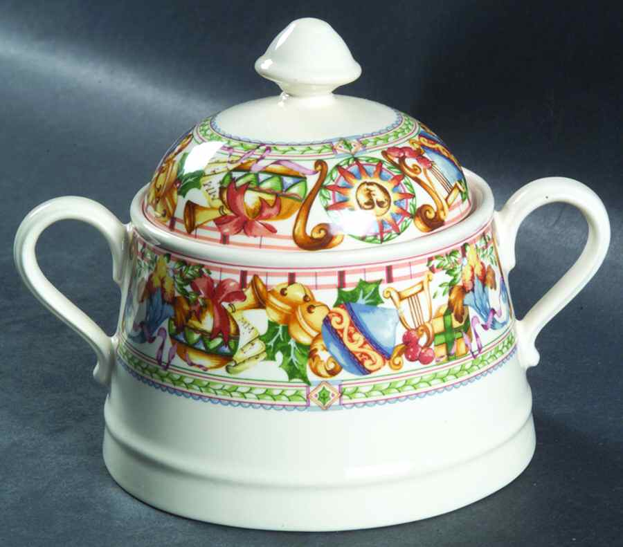 Millennium Christmas Sugar Bowl & Lid by Spode-1