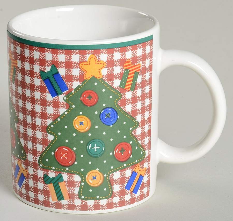 Gingham Christmas Red Checks Mug by Signature-1