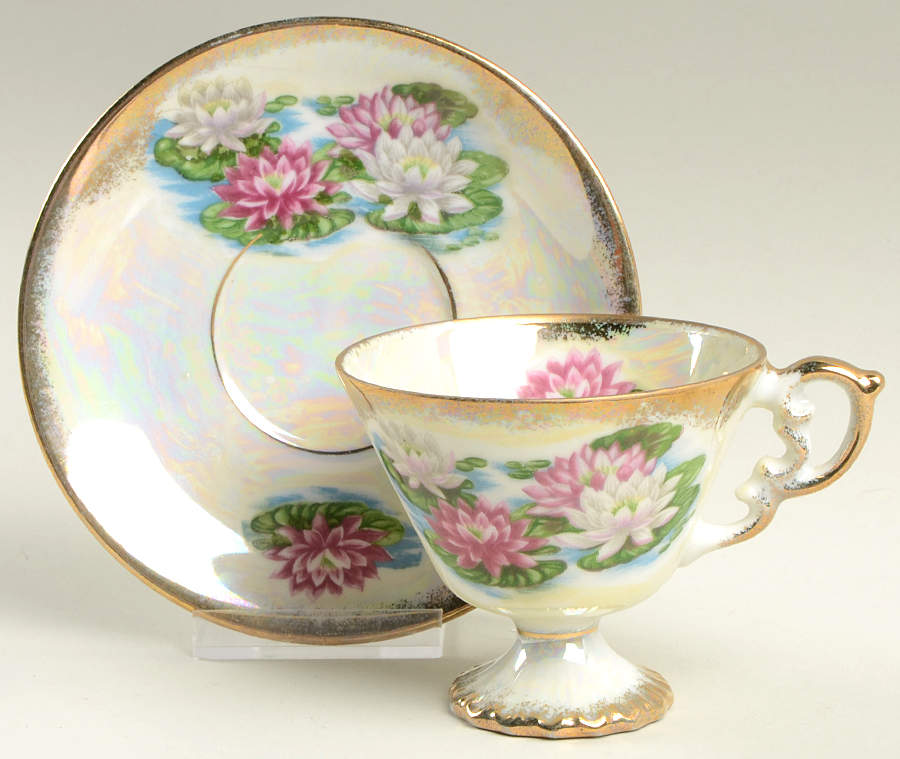Flower of the Month Footed Cup & Saucer Set by Sterling China (Japan)-1