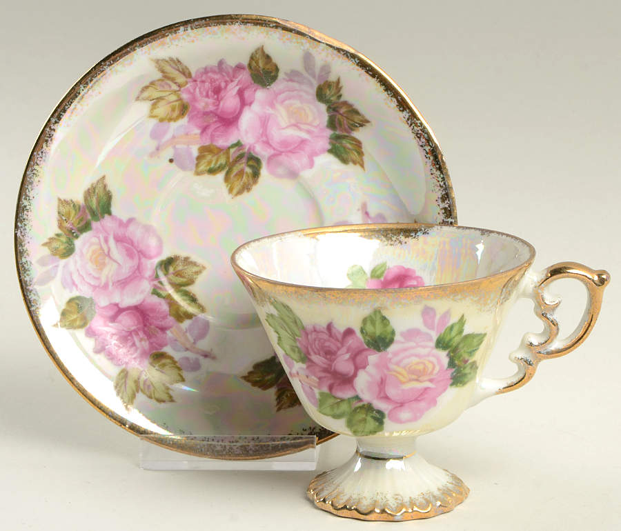 Flower of the Month Footed Cup & Saucer Set by Sterling China (Japan)-1