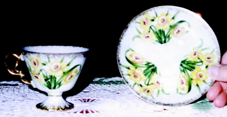 Flower of the Month Footed Cup & Saucer Set by Sterling China (Japan)-1
