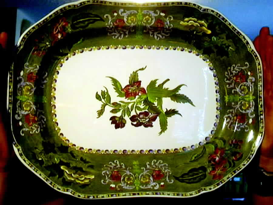 Camilla Green Multicolor (Earthenware) 14" Oval Serving Platter by Spode-1