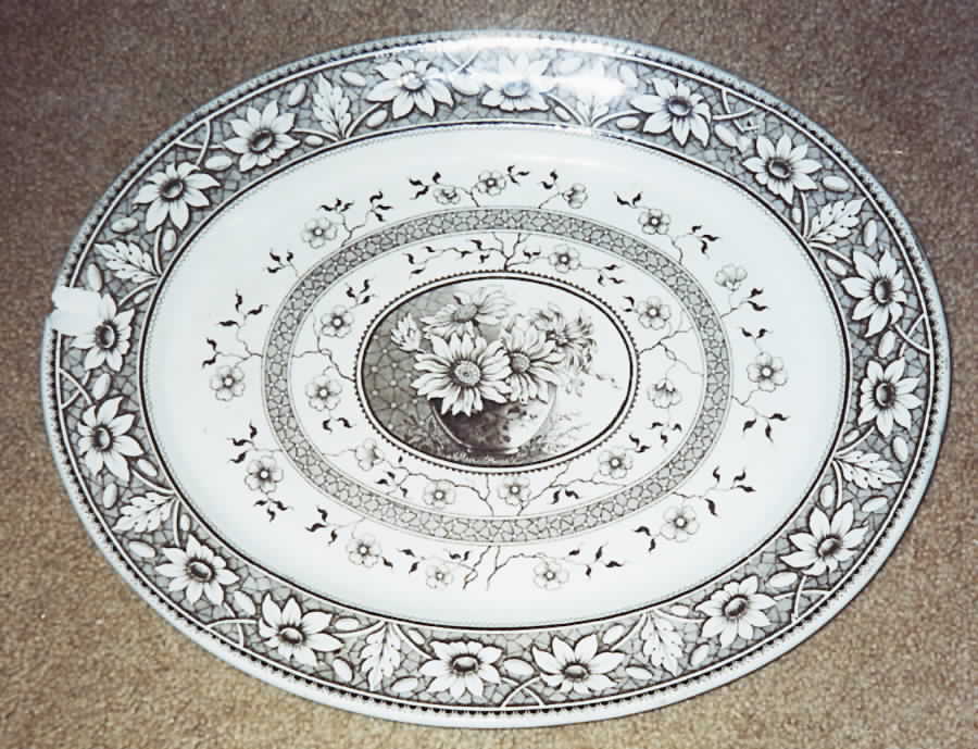 Palmyra Brown 14" Oval Serving Platter by Sampson Hancock & Sons-1