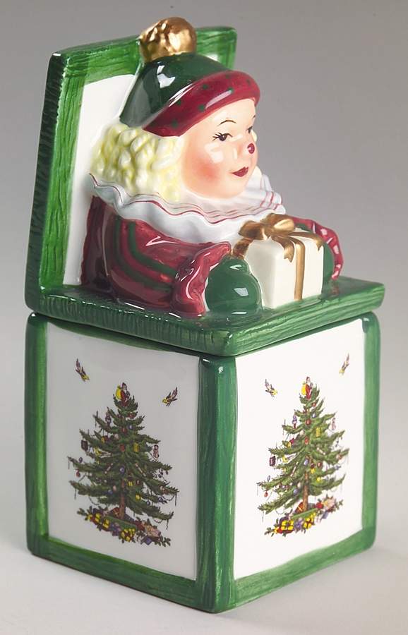 Christmas Tree Figural Sugar Bowl & Lid by Spode-1