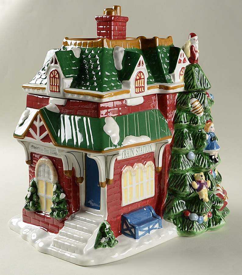 Christmas Tree Figural Cookie Jar & Lid by Spode-1