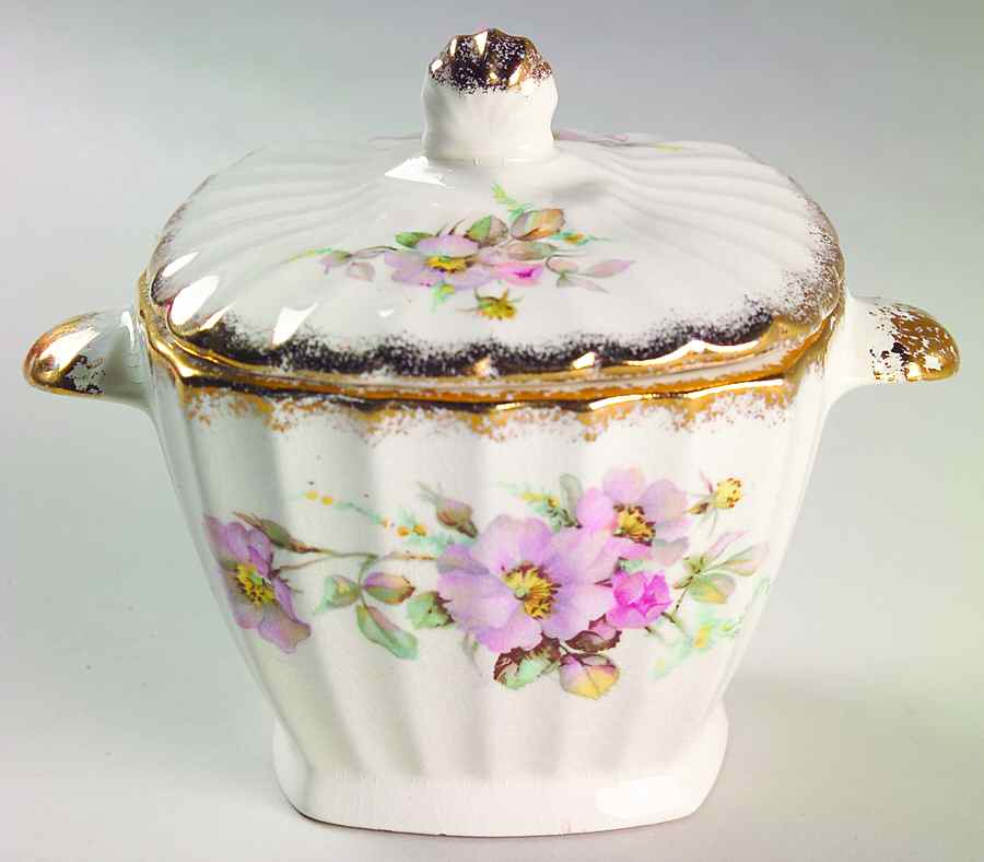 Wild Rose (Square) Sugar Bowl & Lid by Sebring Pottery-1
