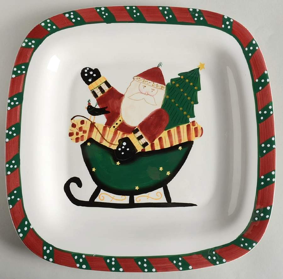 Santa's Spirit 12" Square Serving Platter by Sakura-1