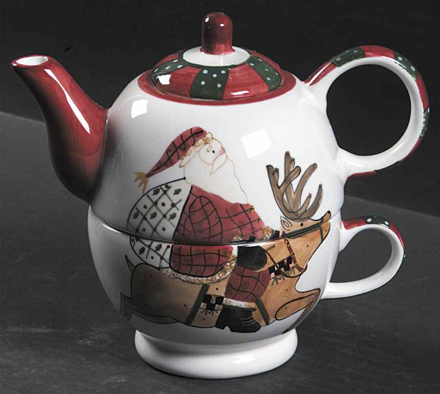 Santa's Spirit Individual Teapot & Lid with Cup by Sakura-1