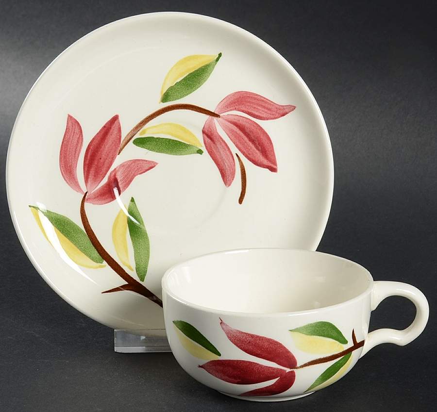 Elizabethan Spray Flat Cup & Saucer Set by Stetson-1