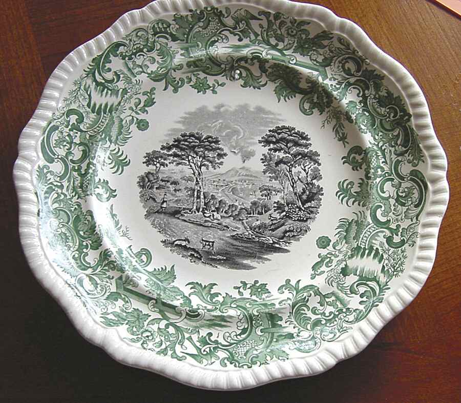 Beverley Green and Black Saucer for Cream Soup Bowl by Spode-1