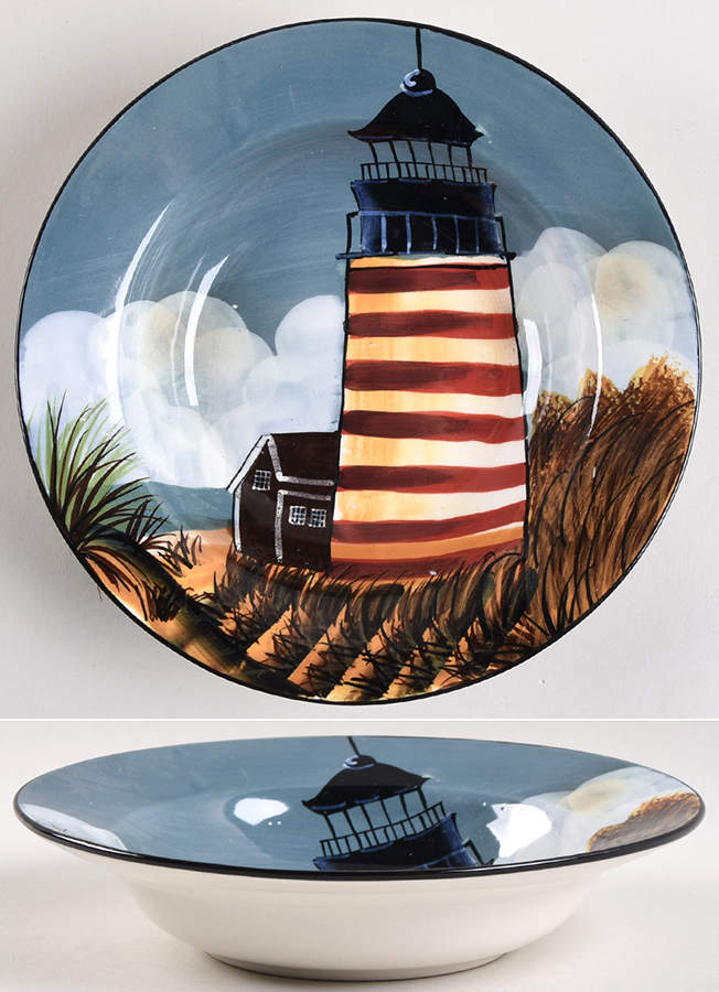 By The Sea (Made In China, Handpaint) Soup/Cereal Bowl by Sakura-1