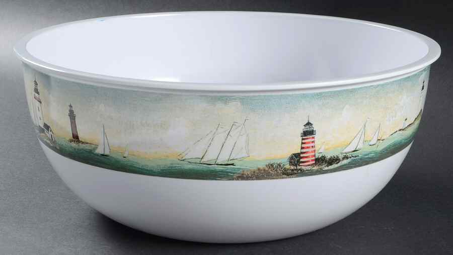 By The Sea (Made In China, Handpaint) 12" Large Plastic Salad Serving Bowl by Sakura-1