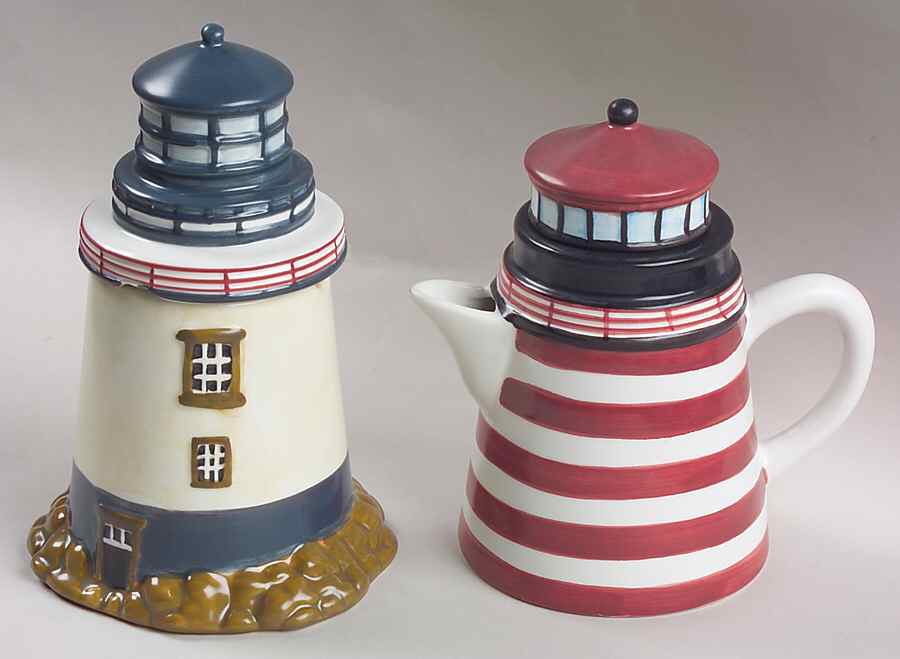 By The Sea (Made In China, Handpaint) Figural Creamer& Lid & Sugar Set by Sakura-1