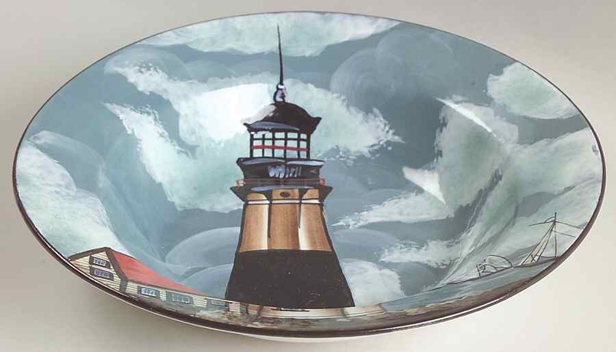 By The Sea (Made In China, Handpaint) Soup/Cereal Bowl by Sakura-1
