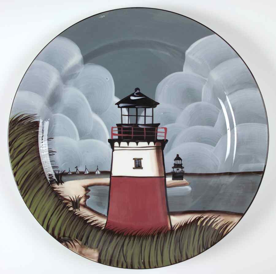 By The Sea (Made In China, Handpaint) 16" Chop Plate (Round Platter) by Sakura-1