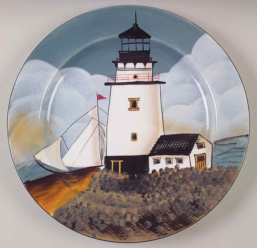 By The Sea (Made In China, Handpaint) 12" Chop Plate (Round Platter) by Sakura-1