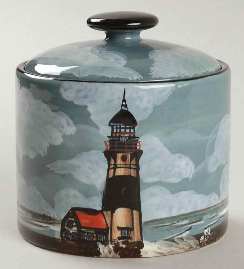 By The Sea (Made In China, Handpaint) Sugar Bowl & Lid by Sakura-1