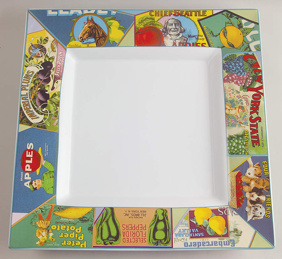 Vintage Labels 15" Square Serving Platter by Sakura-1