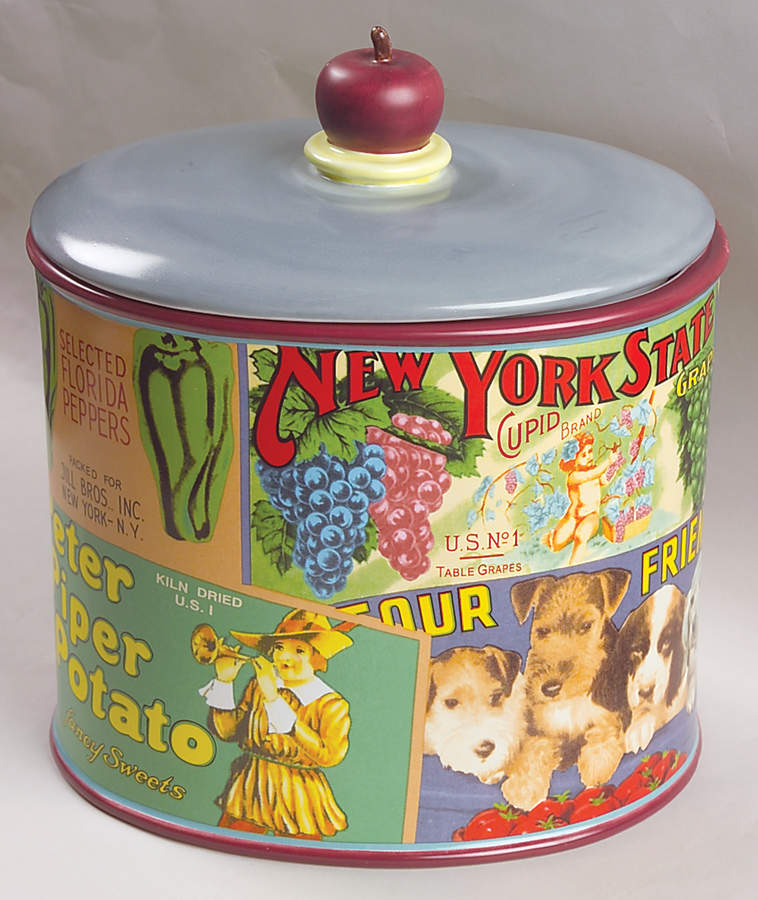 Vintage Labels Cookie Jar & Lid by Sakura-1