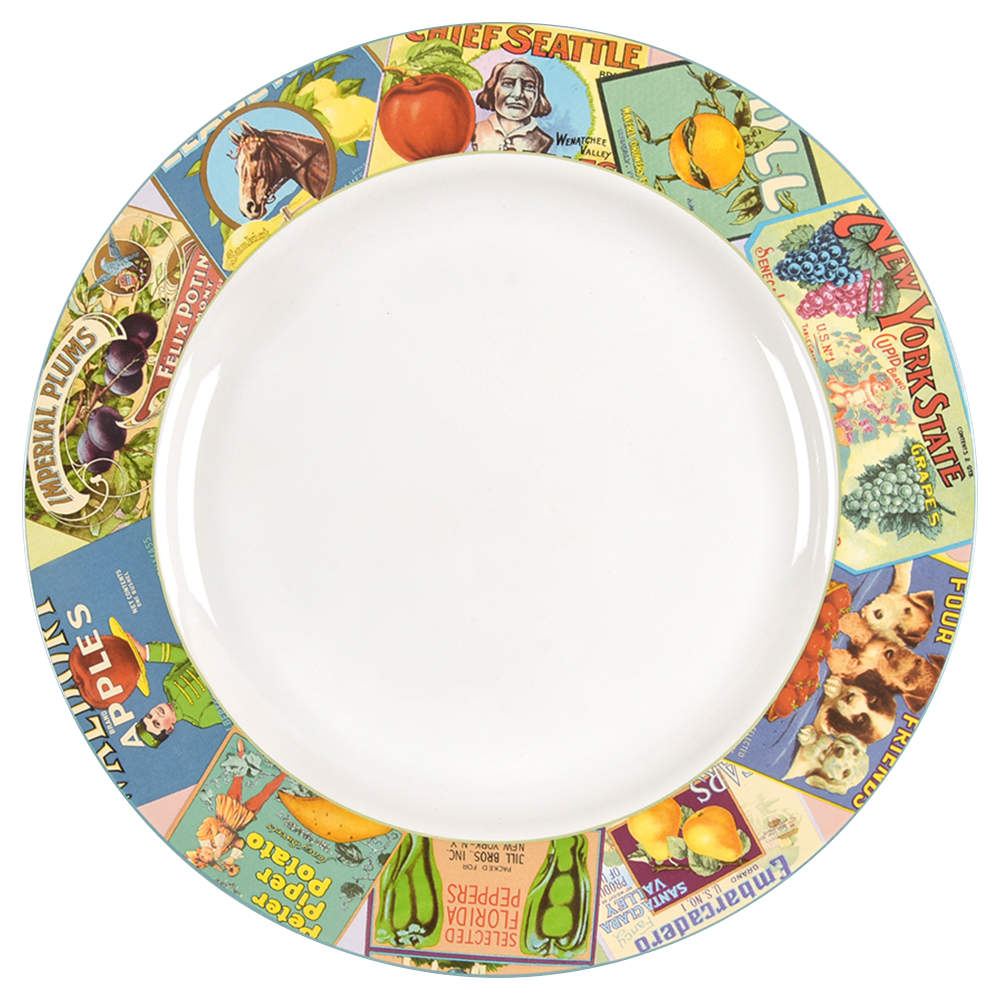 Vintage Labels 12" Chop Plate (Round Platter) by Sakura-1