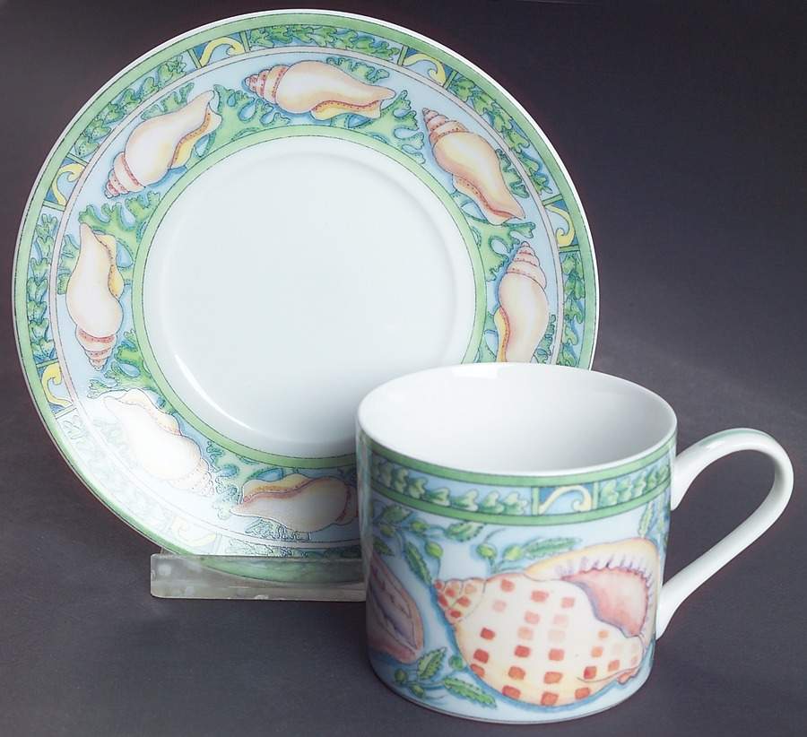 Sea Garden Flat Cup & Saucer Set by Siddhia Hutchinson-1