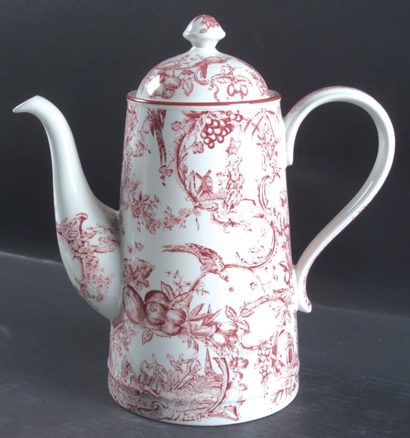 Provincial Garden Cranberry Coffee Pot & Lid by Spode-1