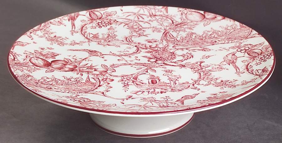 Provincial Garden Cranberry 10" Diameter Pedestal Cake Stand by Spode-1