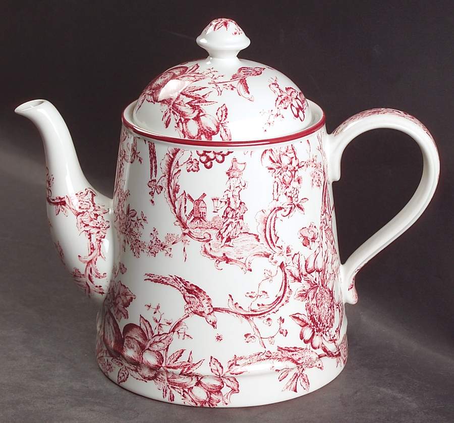 Provincial Garden Cranberry Teapot & Lid by Spode-1