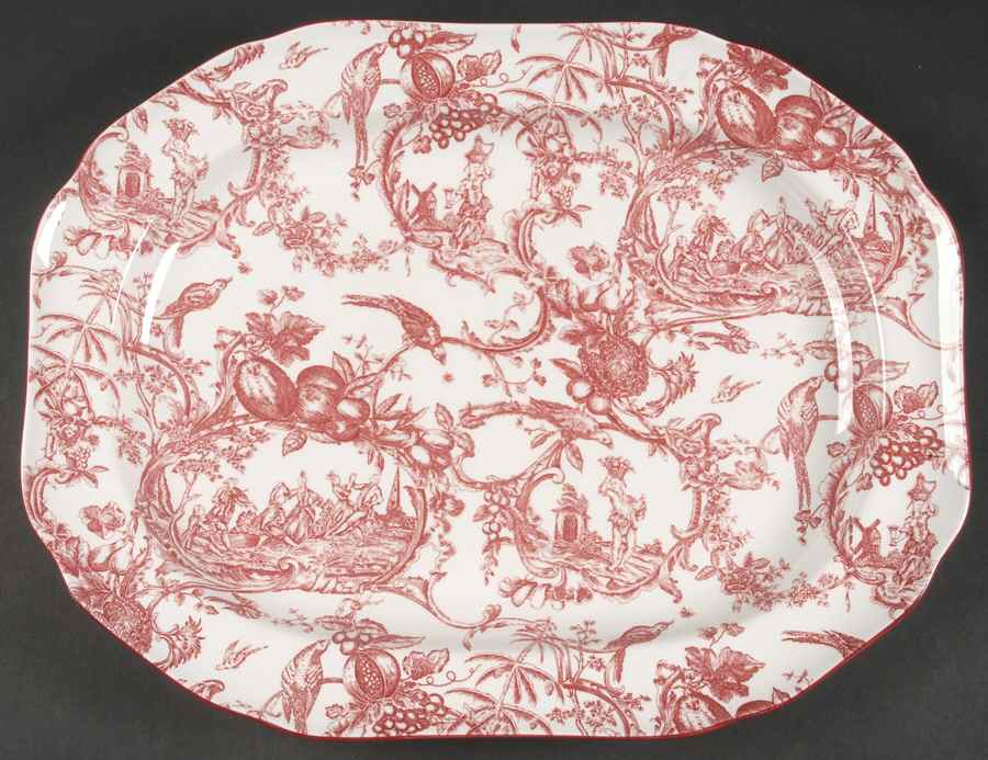 Provincial Garden Cranberry 14" Oval Serving Platter by Spode-1