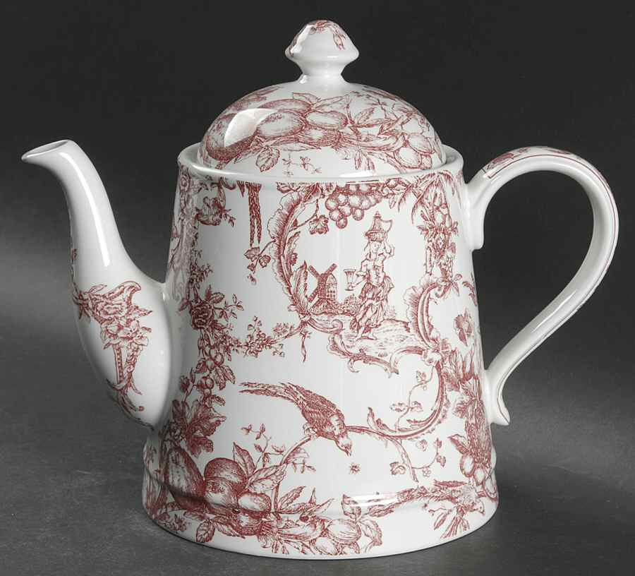 Provincial Garden Cranberry Teapot & Lid by Spode-1