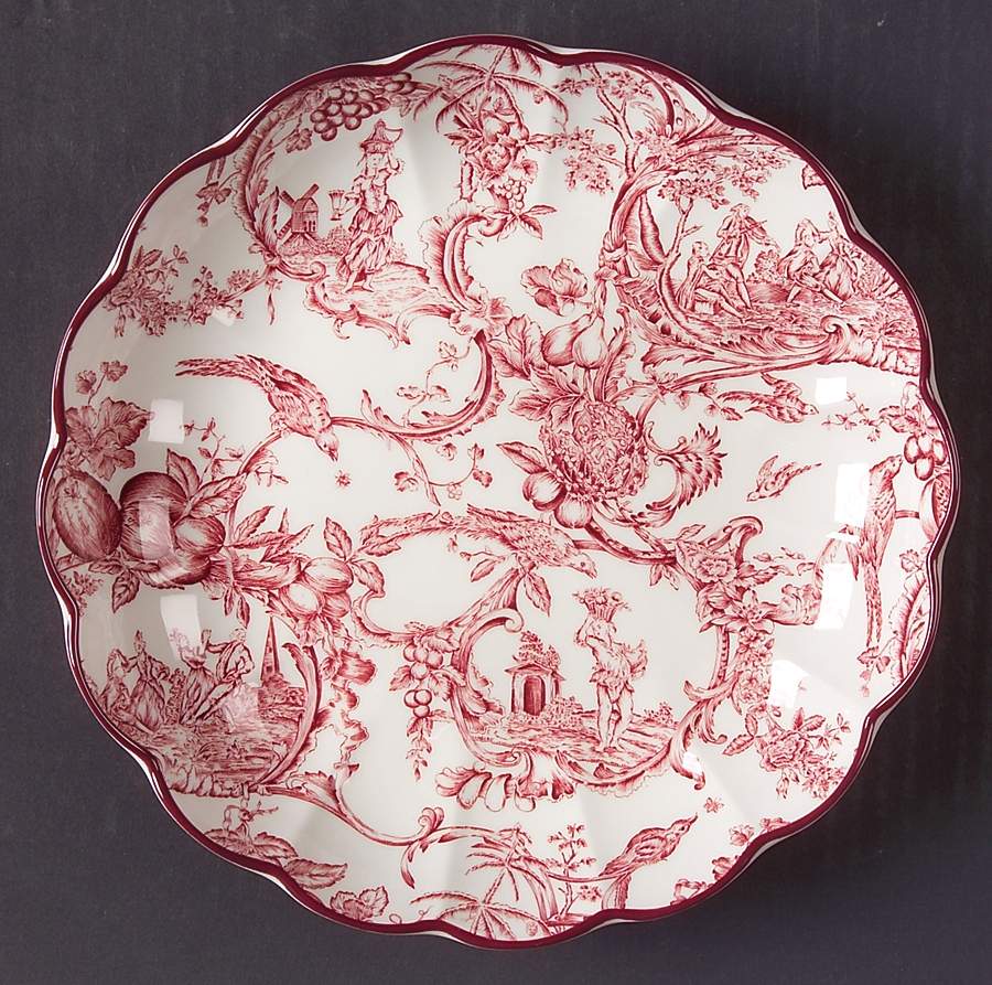 Provincial Garden Cranberry Medium Round Fluted Dish by Spode-1