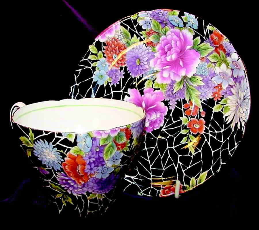 SHE32 Flat Cup & Saucer Set by Shelley-1