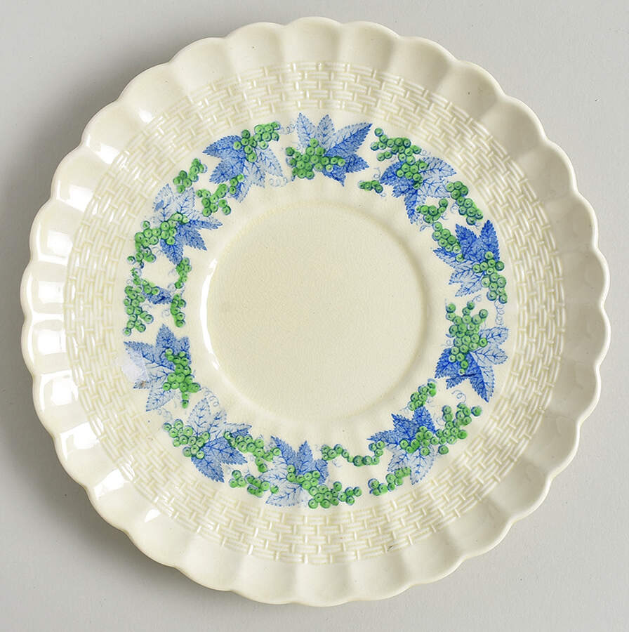 Valencia Blue Green (Cream Background) Saucer for Cream Soup Bowl by Spode-1