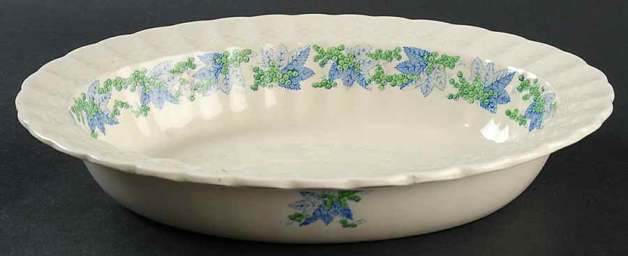Valencia Blue Green (Cream Background) 10" Oval Vegetable Bowl by Spode-1