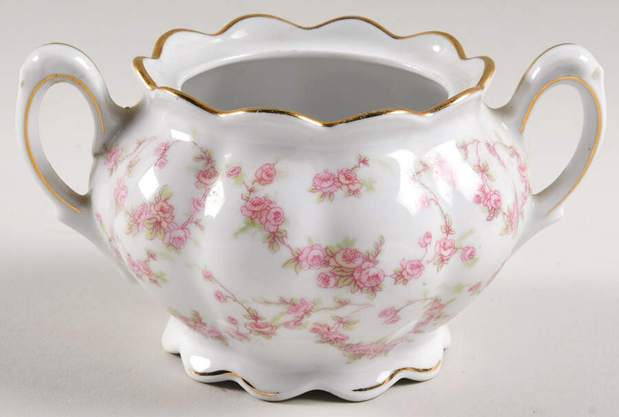 Bridal Rose Sugar Bowl No Lid by Schumann - Bavaria-1
