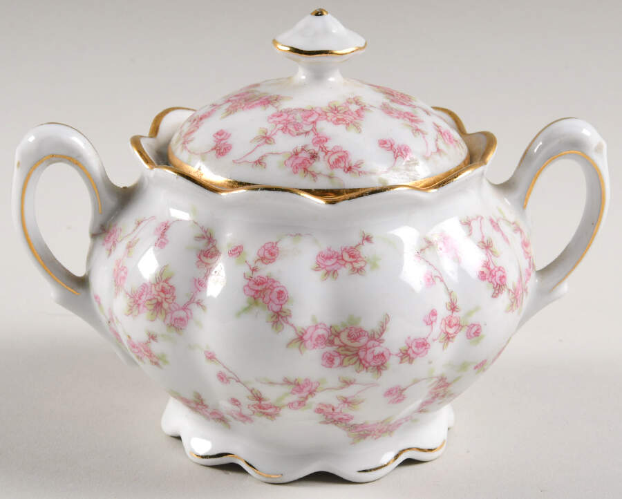 Bridal Rose Sugar Bowl & Lid by Schumann - Bavaria-1