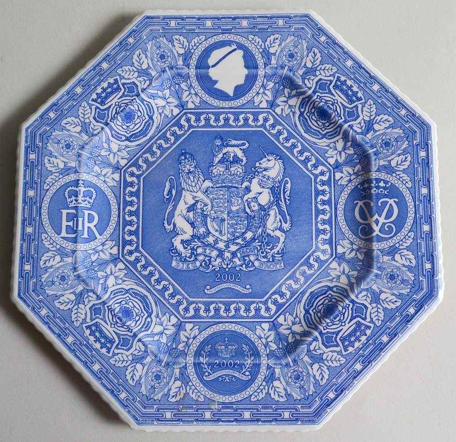 Golden Jubilee Blue Room Octagonal Dinner Plate by Spode-1
