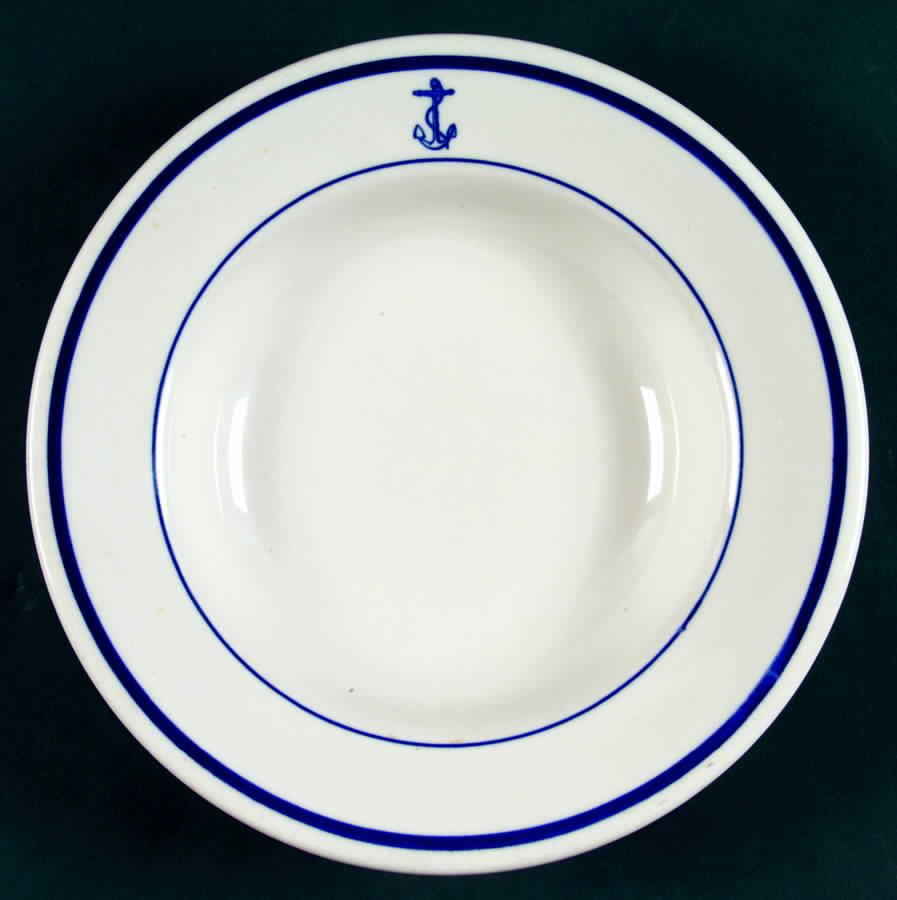 US Navy Mess (Wardroom Officer) Large Rim Soup Bowl by Sterling China (USA)-1