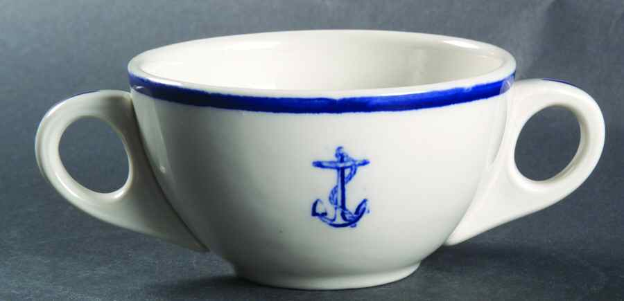 US Navy Mess (Wardroom Officer) Flat Bouillon Cup by Sterling China (USA)-1
