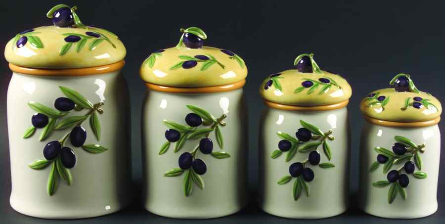 Olive Branch (4 Piece) Canister Set (Box Set) by Studio Nova-1