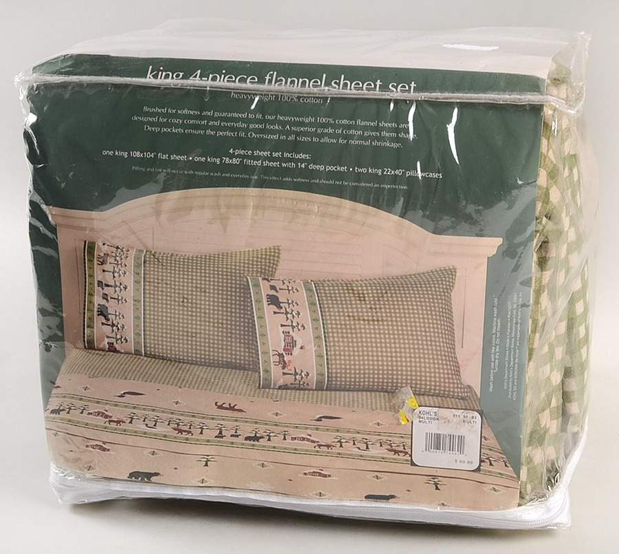 Lodge King Sheet Set(1 Flat,1 Fitted&2 King Cases by Sonoma Home-1