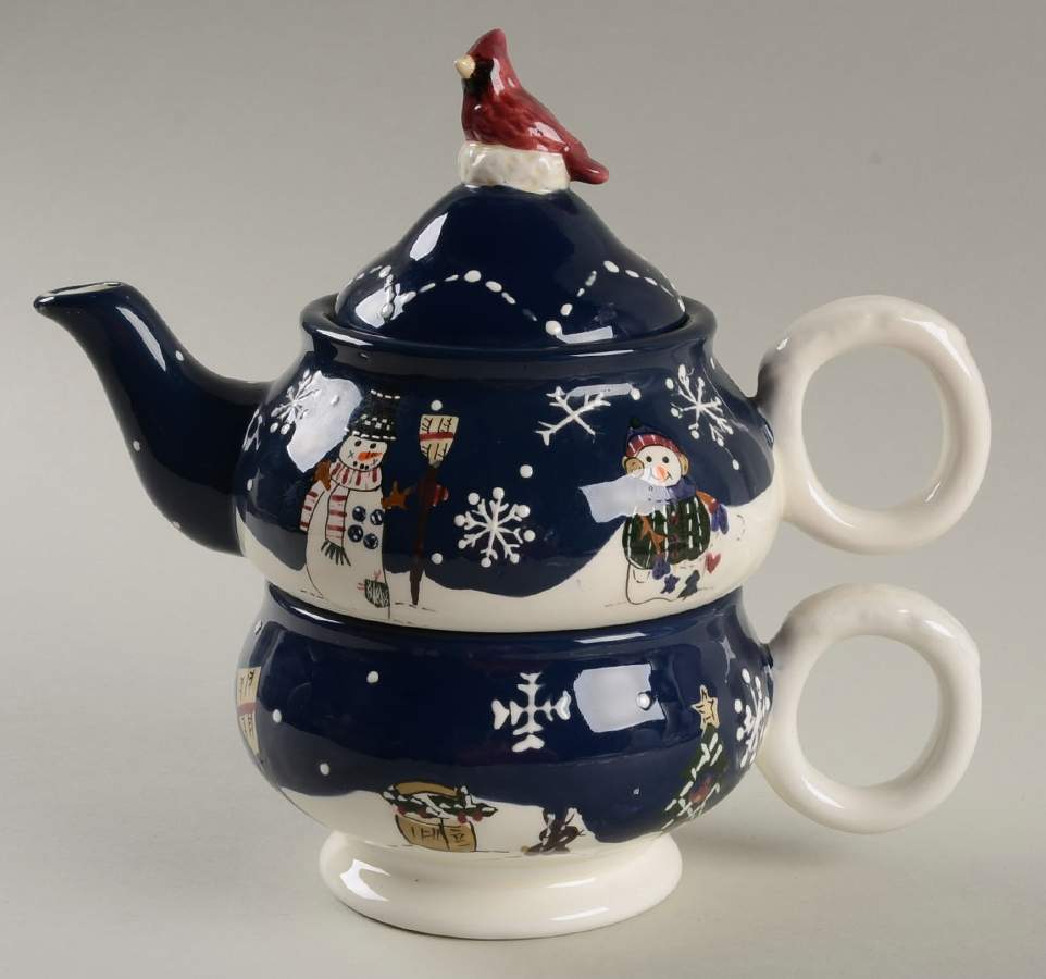 Snow Friends Individual Teapot & Lid with Cup by St Nicholas Square-1