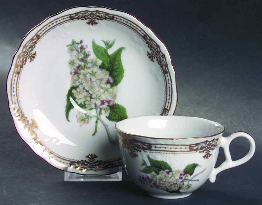 Golden Botanical Flat Cup & Saucer Set by Sadek-1