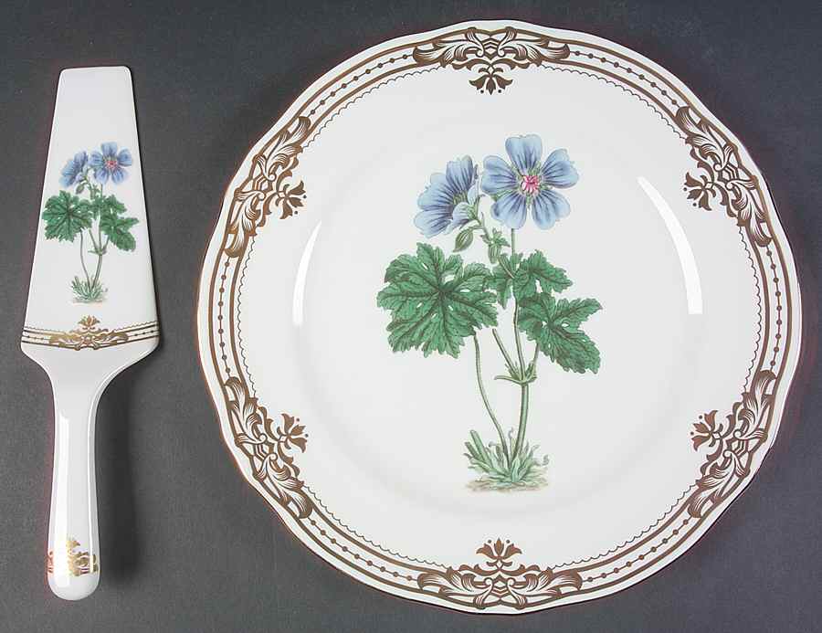 Golden Botanical Cake Plate and Server (Boxed Set) by Sadek-1
