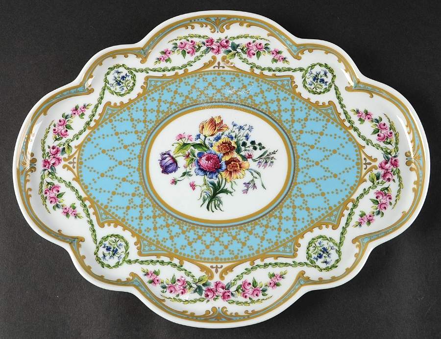 Sevres 12" Oval Scalloped Tray by Sadek-1