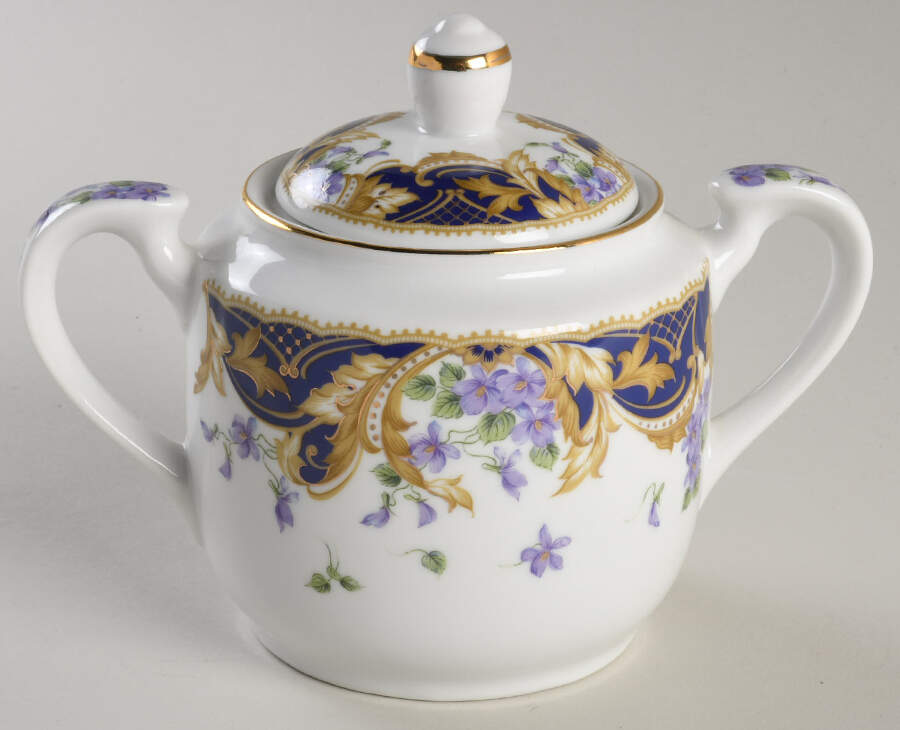 Royal Violets Sugar Bowl & Lid by Sadek-1